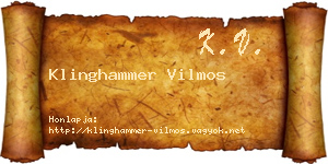 Klinghammer Vilmos névjegykártya